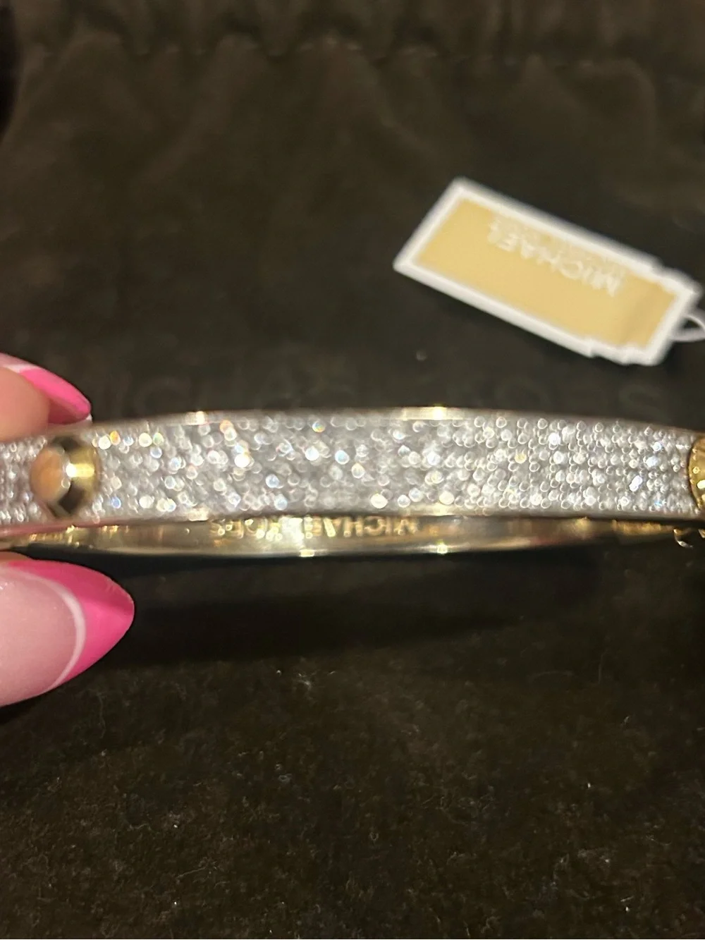 Michael Kors Gold Crystal Pavé Hinged Bangle Bracelet